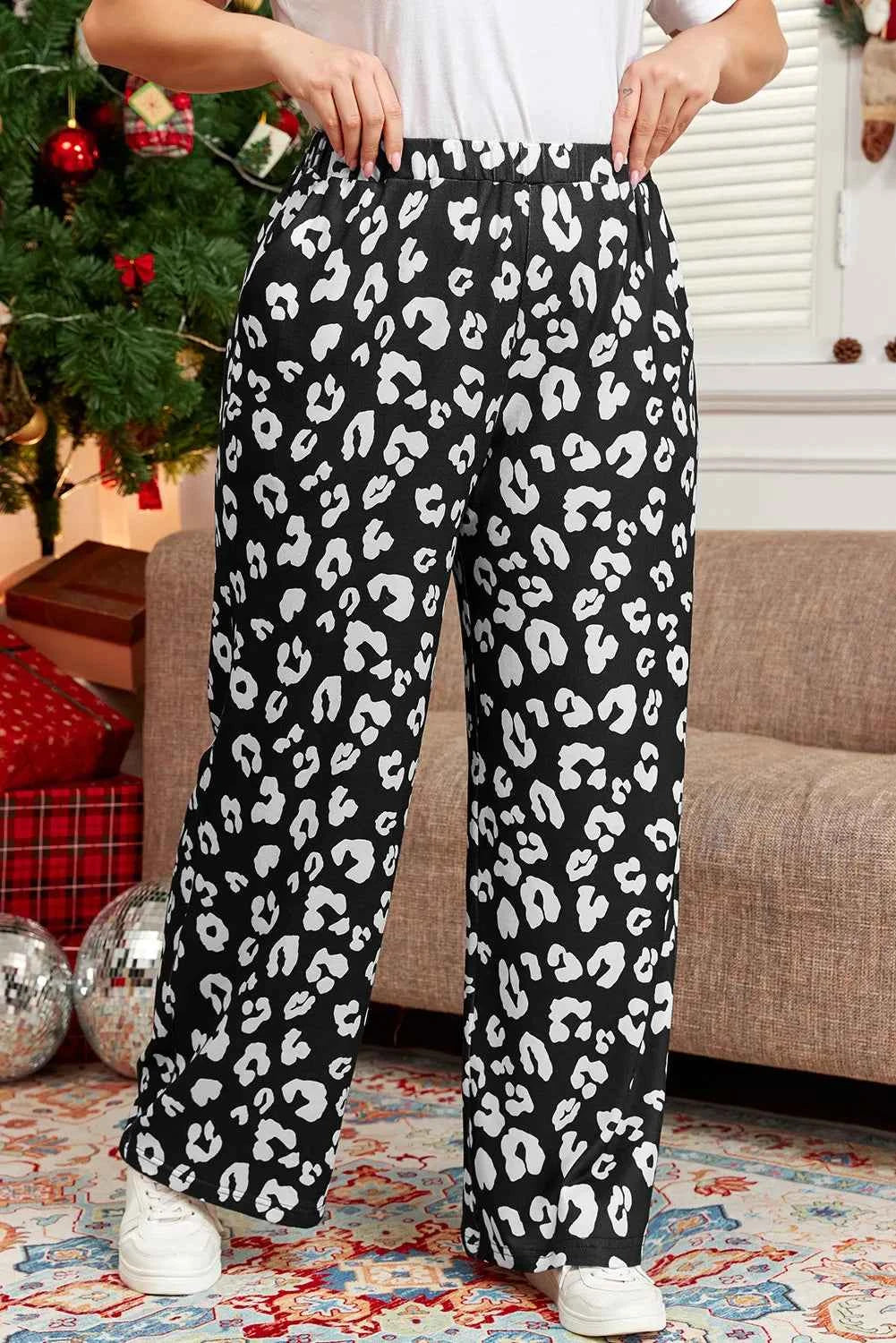 Plus Size Leopard Elastic Waist Pants - Damned Threads